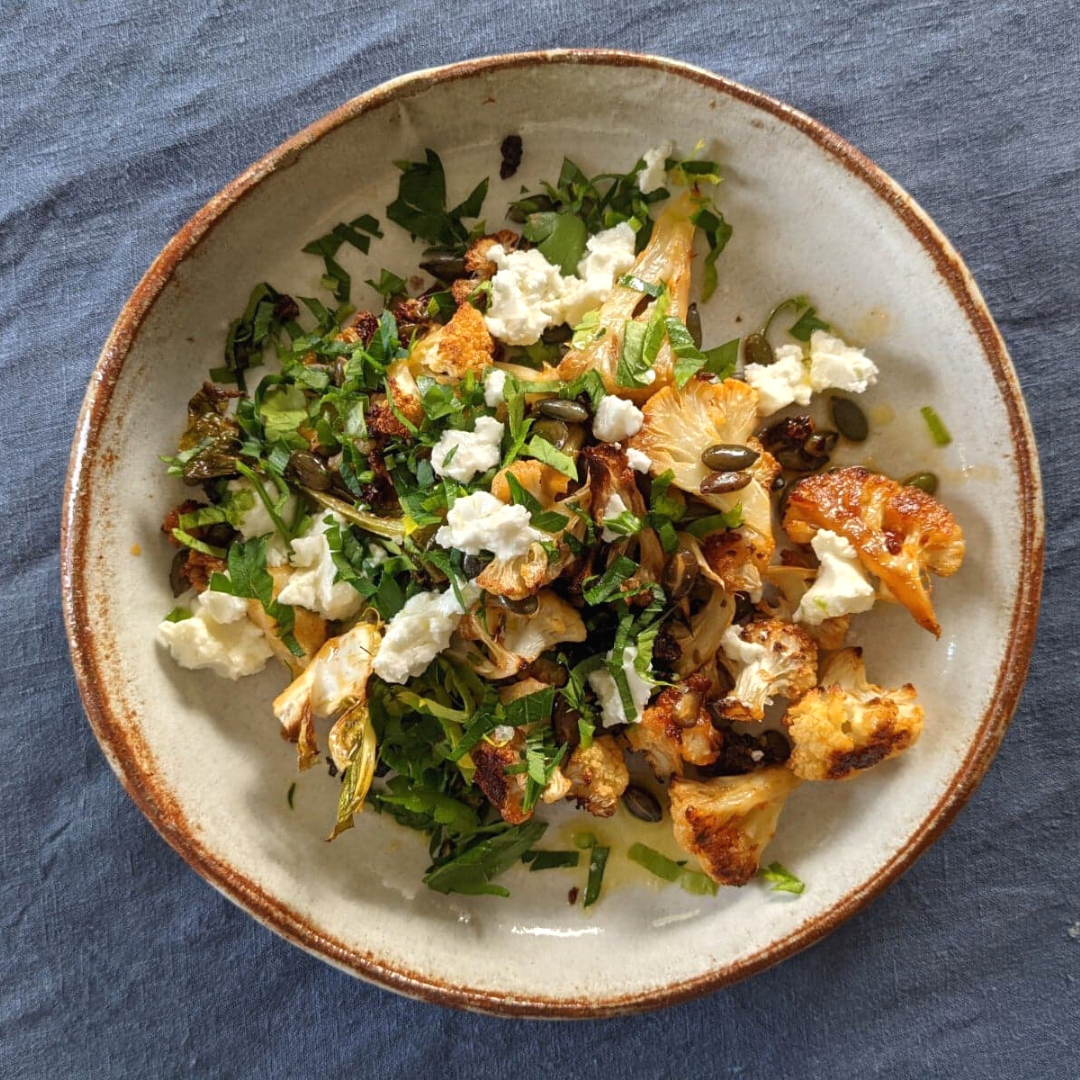Roast Cauliflower Salad with Harissa + Pepitas