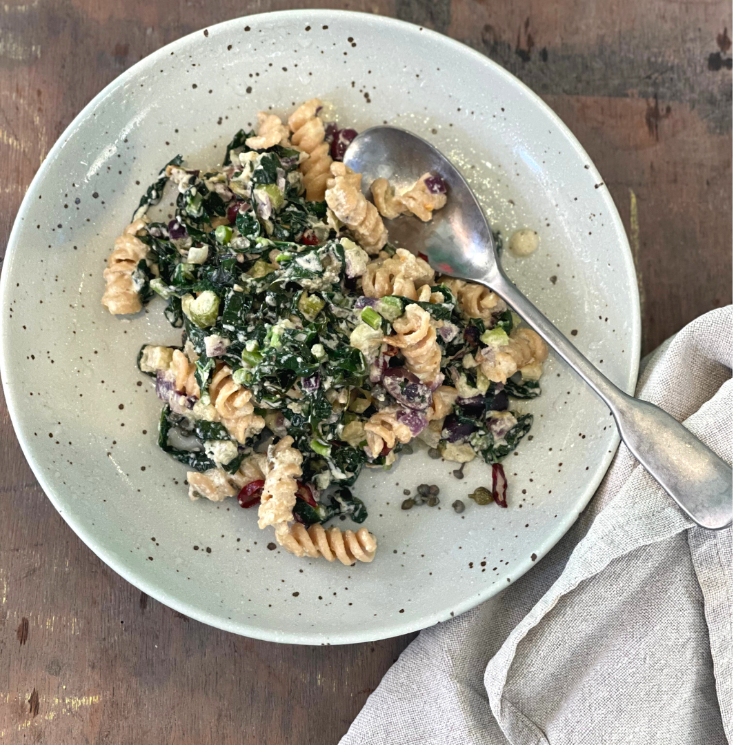 Spiral Brown Pasta with Fennel,Tuscan kale and Capers