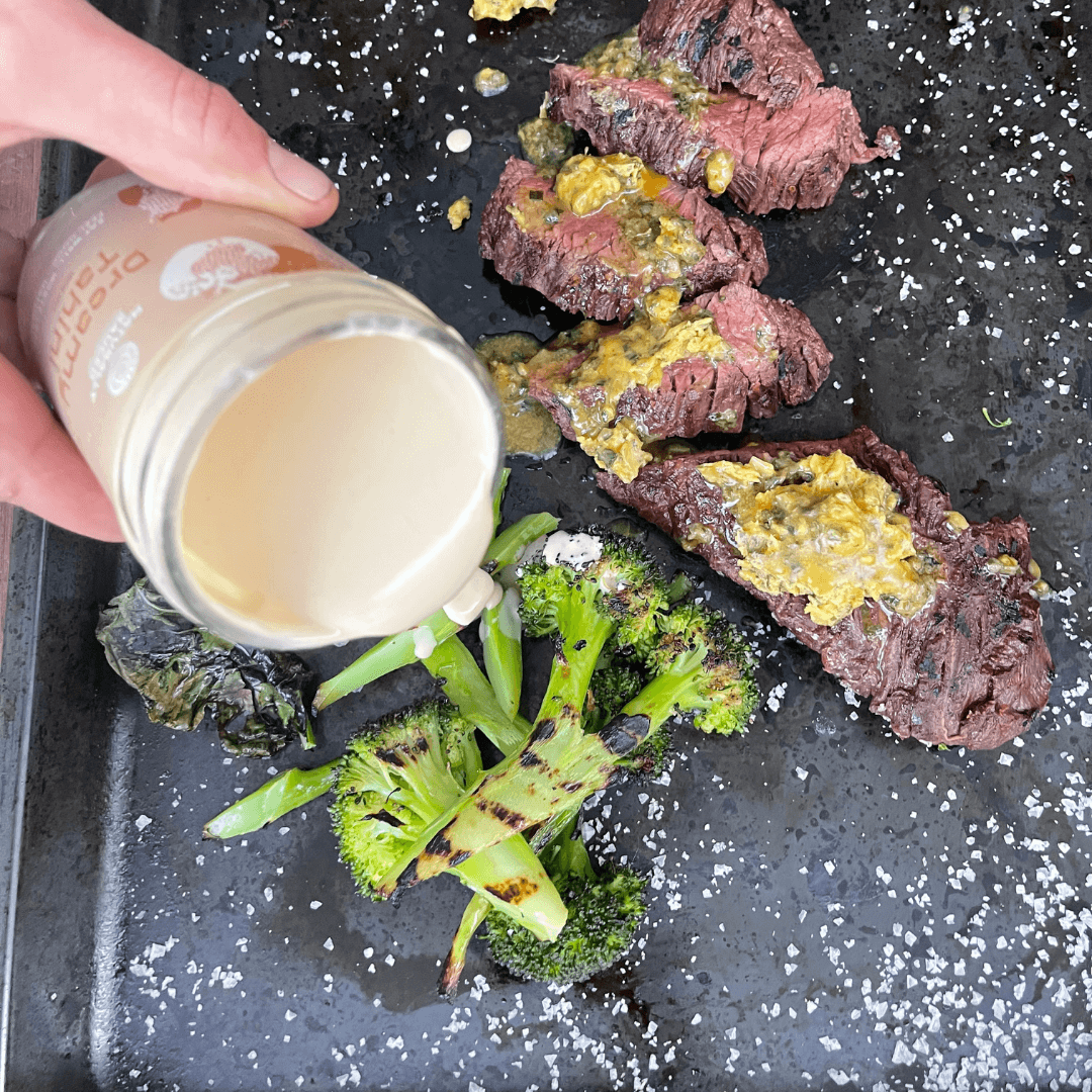 BBQ Broccolini and Sirloin Steaks