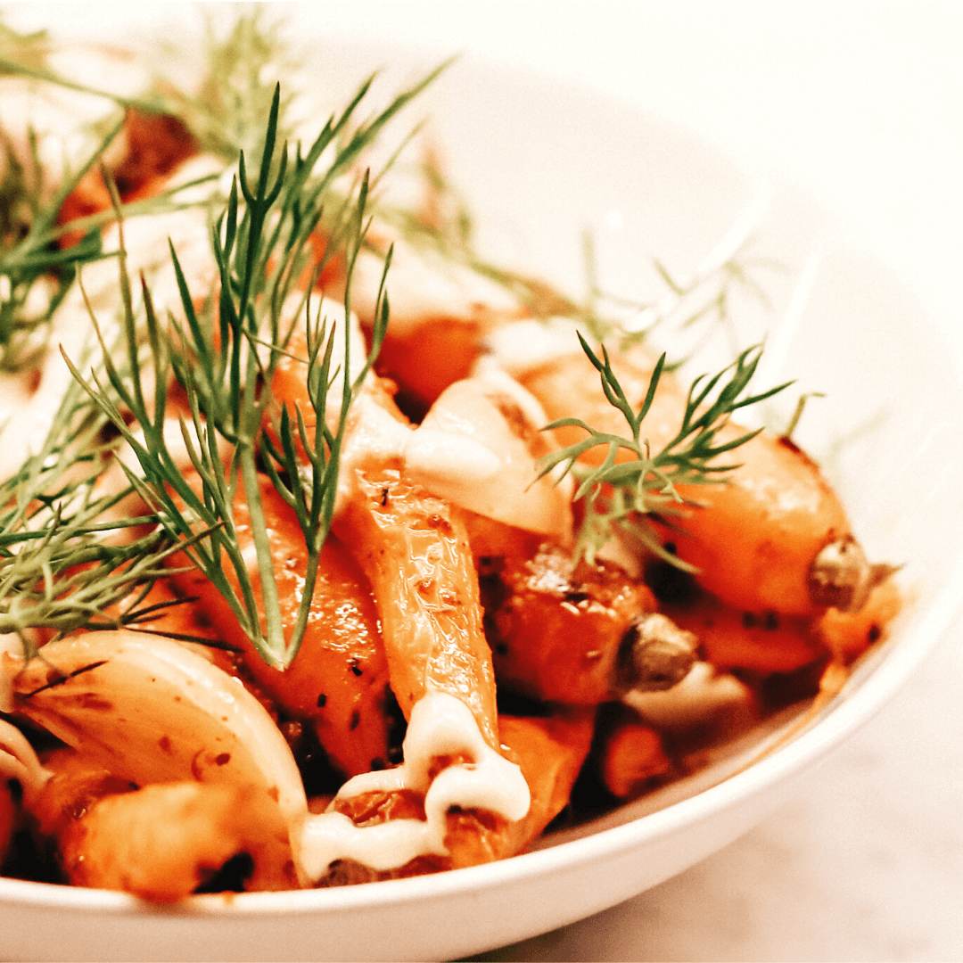 Harissa Carrots Roasted Onions Yoghurt